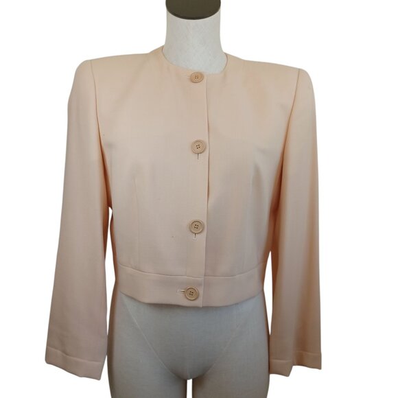 Giorgio Armani Jackets & Blazers - Giorgio Armani Le‎ Collezioni Wool Blazer Womens 8 Cropped Length Cream Peach